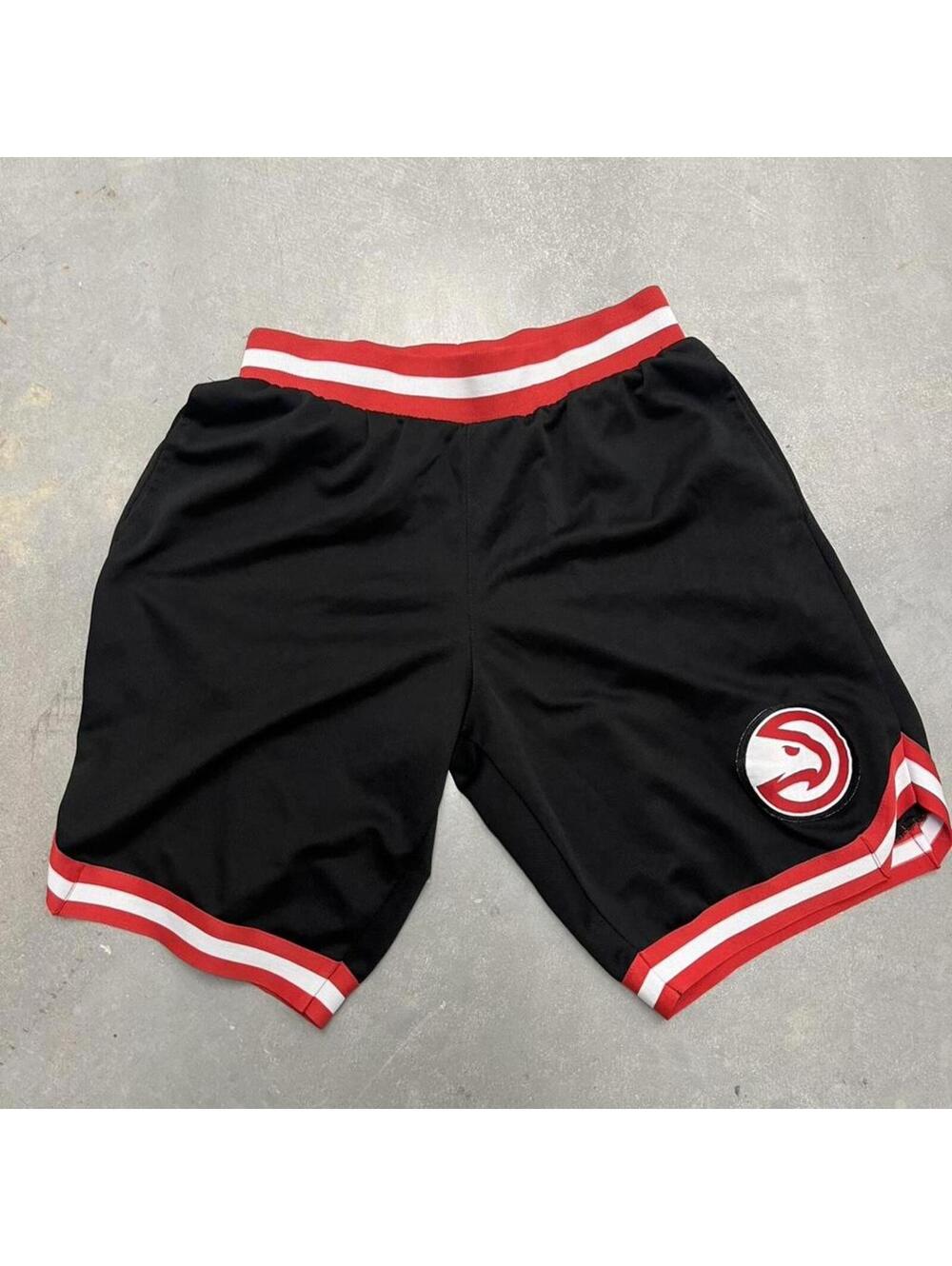 Atlanta Hawks NBA UNK Shorts Black Red Mens Medium Basketball